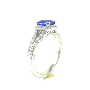 custom sapphire engagement ring with diamond accents