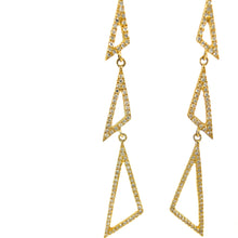 Load image into Gallery viewer, 14 karat yellow-gold tringle diamond earrings