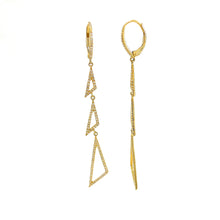 Load image into Gallery viewer, 14 karat yellow-gold three tringle earrings