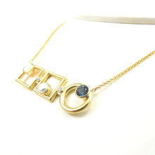 Load image into Gallery viewer, custom Opal, Pearl, Blue Zircon Necklace in yellow gold