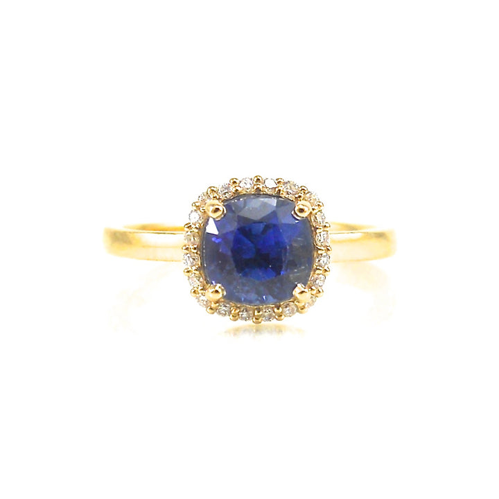 Sapphire halo engagement ring
