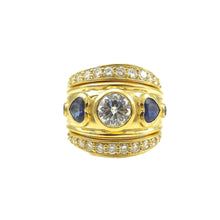 Load image into Gallery viewer, Diamond and Heart Shaped Sapphire Wedding Set