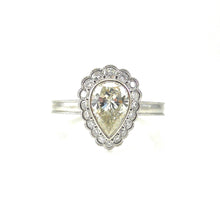 Load image into Gallery viewer, white gold scalloped halo diamond engagement ring