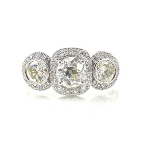 custom made three stone diamond engagement ring