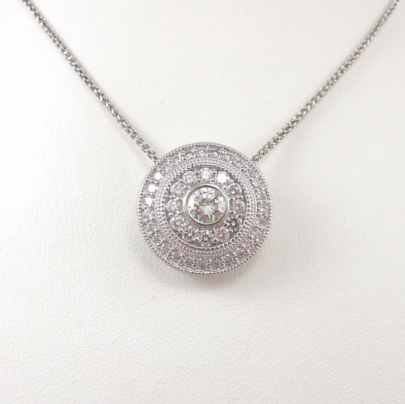 14k White Gold Diamond Double Halo Pendant