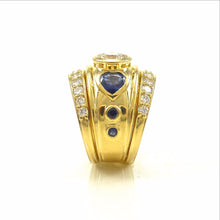 Load image into Gallery viewer, Diamond and Heart Shaped Sapphire Wedding Set