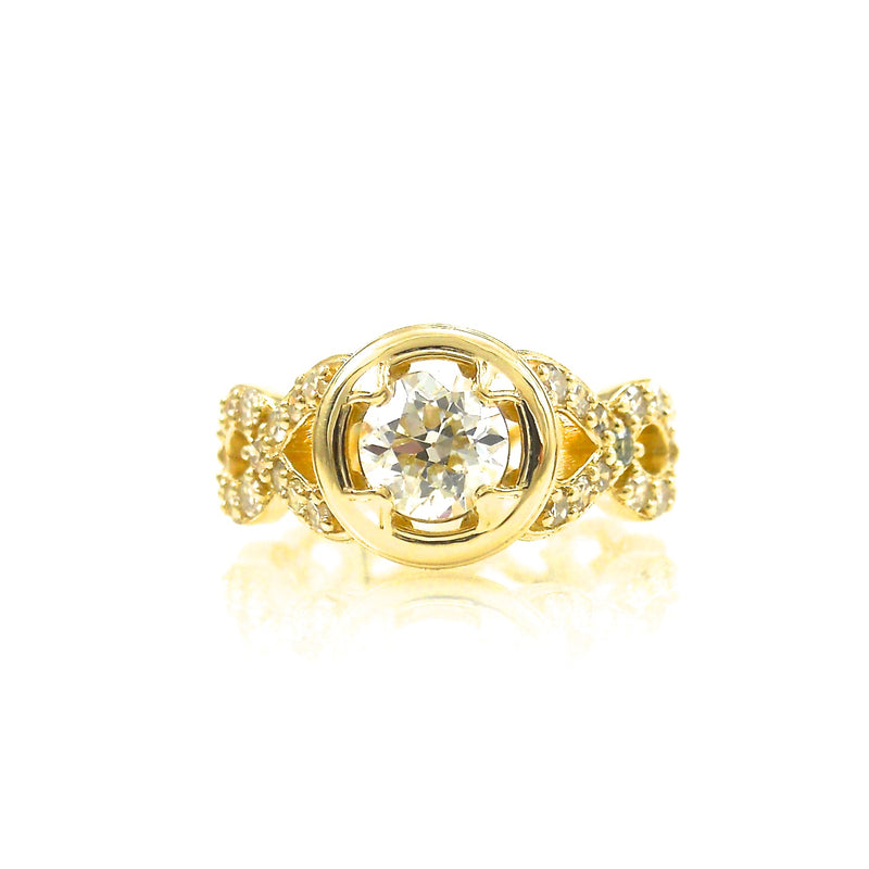 yellow gold prong set engagement ring