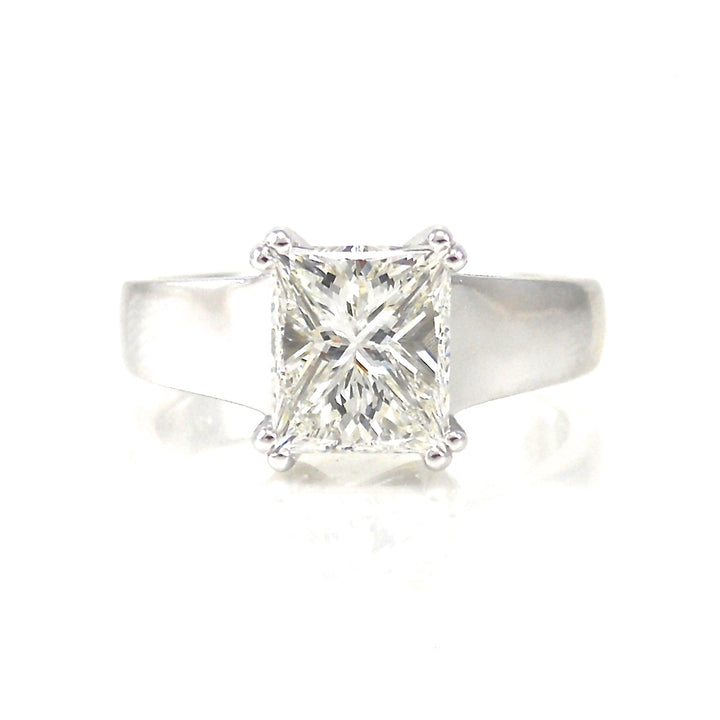 Princess Cut Solitaire Ring in wide band