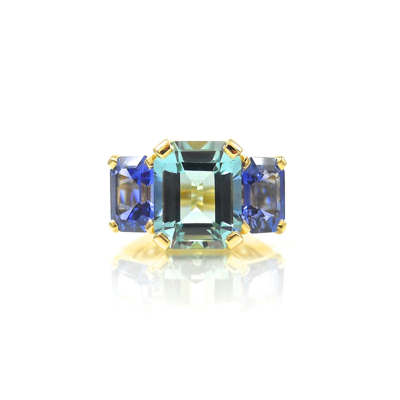 custom aquamarine and sapphire ring