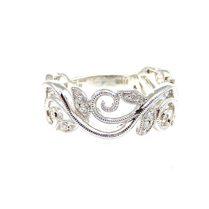 Diamond Open Leaf Ring