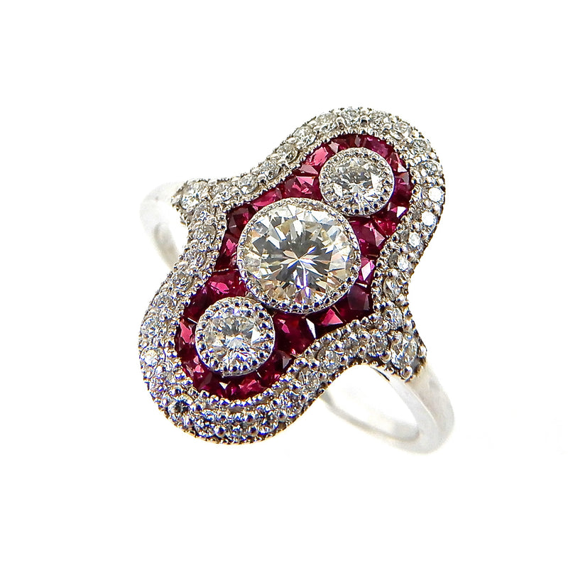 Diamond and Ruby Vintage Inspired Ring