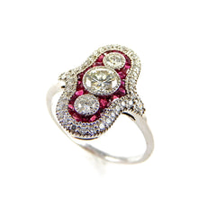 Load image into Gallery viewer, Diamond and Ruby Vintage Inspired Ring