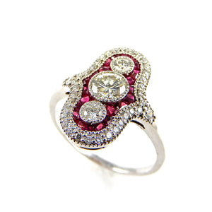 Diamond and Ruby Vintage Inspired Ring