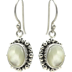 Bali Sterling Silver Mother of Pearl Earrings with Beaded Trim