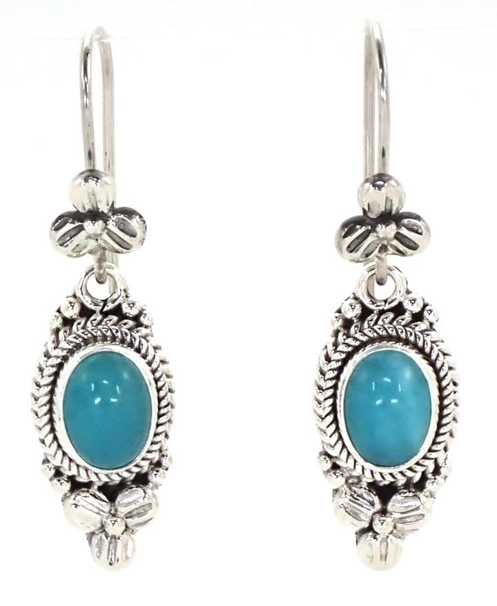 Bali Sterling Silver Earrings with Amazonite