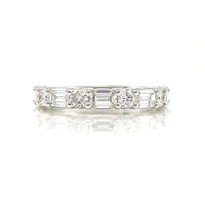 Emerald and round cut diamond band