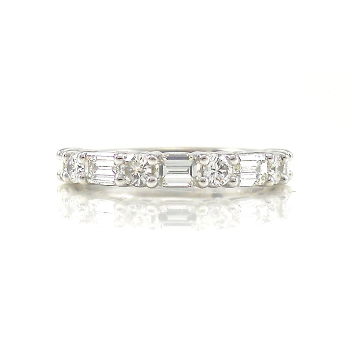 Emerald and round cut diamond band