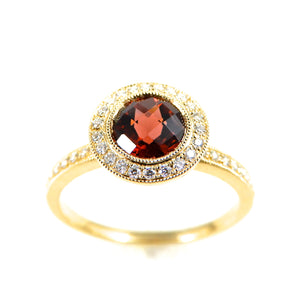 Garnet Halo Ring