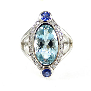 Glow Aquamarine, Ceylon Sapphire & Diamond Ring