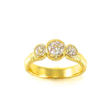 Load image into Gallery viewer, Hammered three stone engagement ring