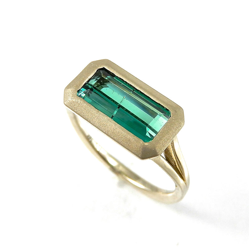 Infinity Blue Green Tourmaline Ring