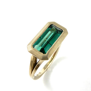 Infinity Blue Green Tourmaline Ring