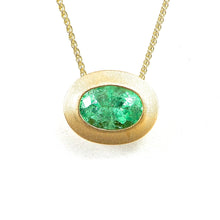Load image into Gallery viewer, East West Oval green beryl slide pendant in yellow gold