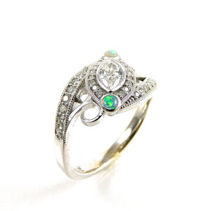 Marquis Diamond and Opal Ring