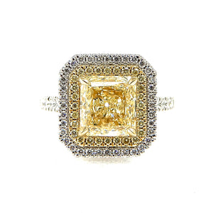 Natural Canary Diamond Halo Ring