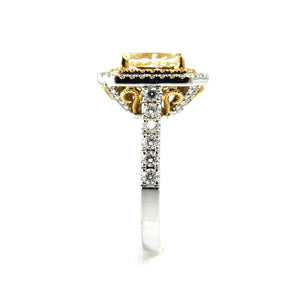 Natural Canary Diamond Halo Ring