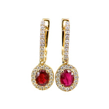 Load image into Gallery viewer, Ruby &amp; Diamond Drop Earrings