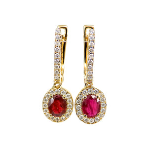 Ruby & Diamond Drop Earrings
