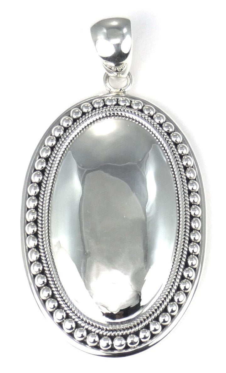 Bali Sterling Silver Mirror Dome Large Pendant