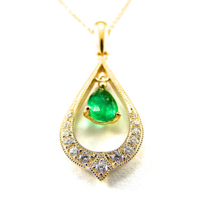 Emerald & Diamond Filigree Pendant