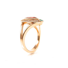 Load image into Gallery viewer, Glow Pink Tourmaline &amp; Emerald Ring