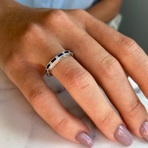 Platinum and Diamond Sapphire Band