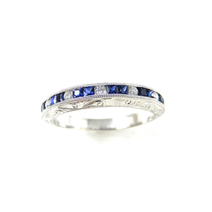 Platinum and Diamond Sapphire Band