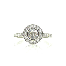 Load image into Gallery viewer, bezel set diamond halo engagement ring