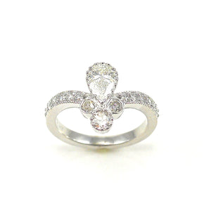 Crowned Pear Shape Engagement Ring
