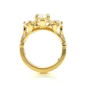 yellow gold three stone diamond engagement ring