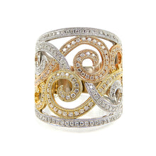 Load image into Gallery viewer, Tri Color Diamond Wide Ring
