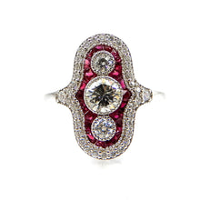 Load image into Gallery viewer, Diamond and Ruby Vintage Inspired Ring