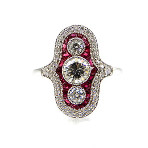 Diamond and Ruby Vintage Inspired Ring