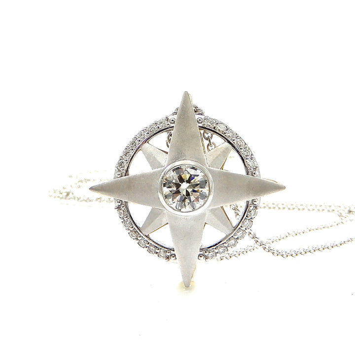 Custom Sunflower and Compass Reversible Pendant