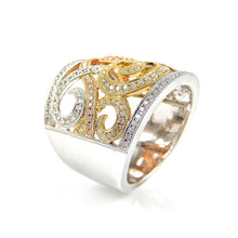 Load image into Gallery viewer, Tri Color Diamond Wide Ring