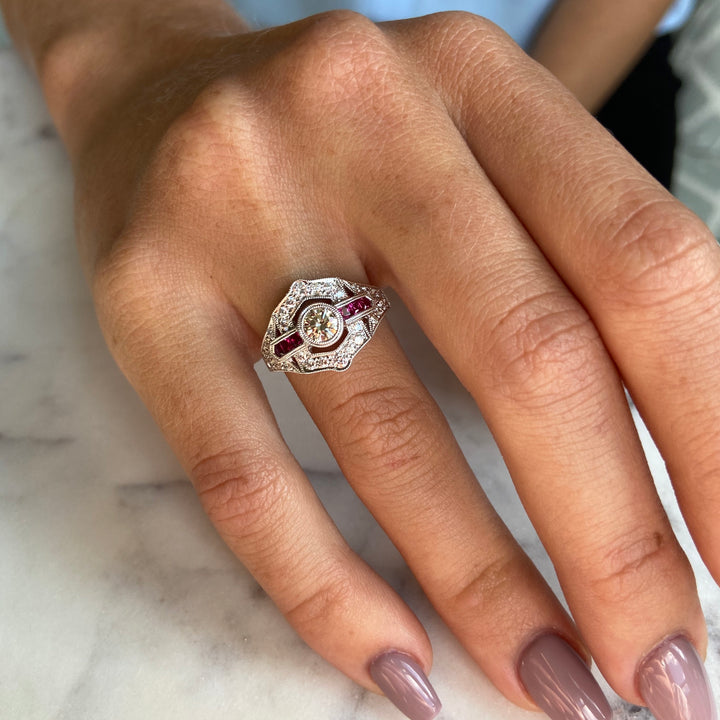 Diamond & Ruby Art Deco Ring